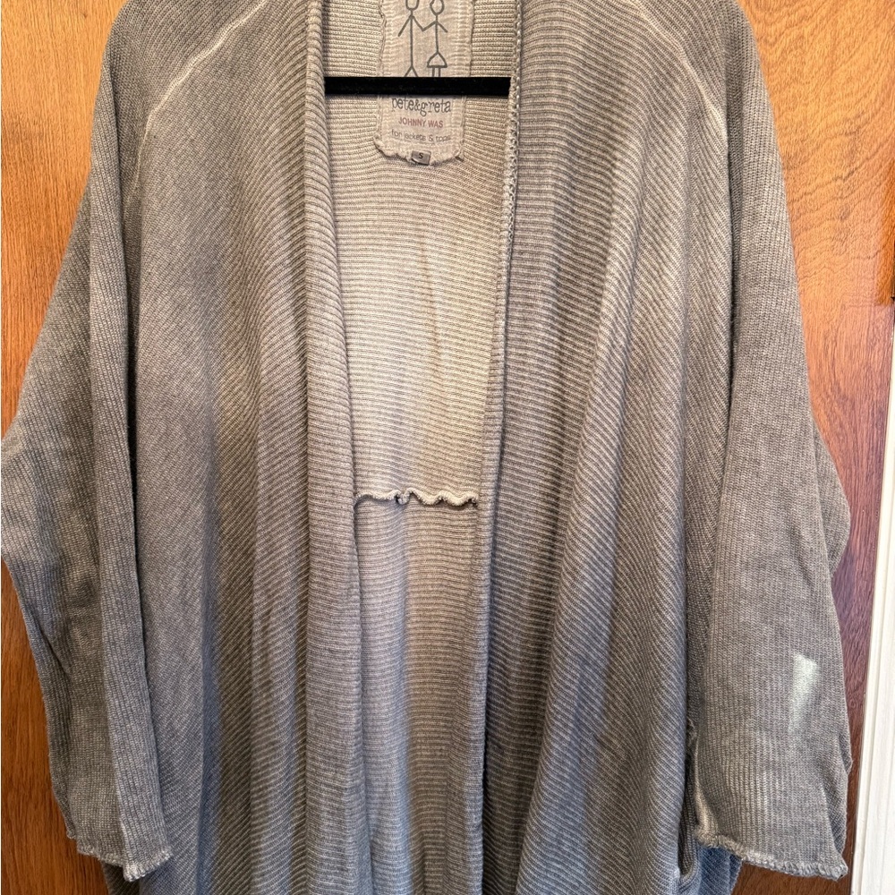 Pete & Greta by Johnny Was long Gray open front cardigan